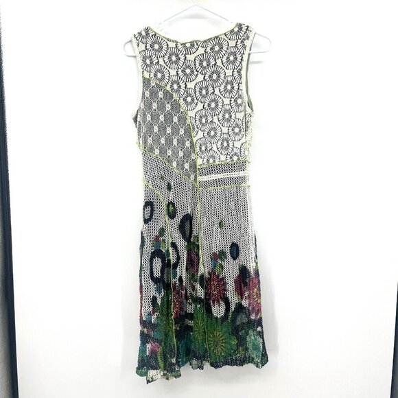Cativa Multicolor Mesh Lace overlay Asymmetrical Sleeveless Dress Women's Small - Picture 6 of 6